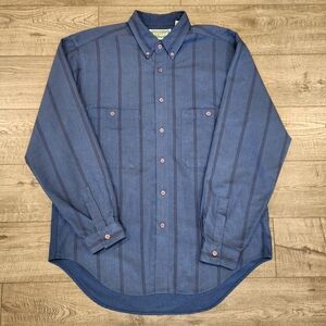Vtg Levis International Collection Long Sleeve Blue Button Down Stripe L Western